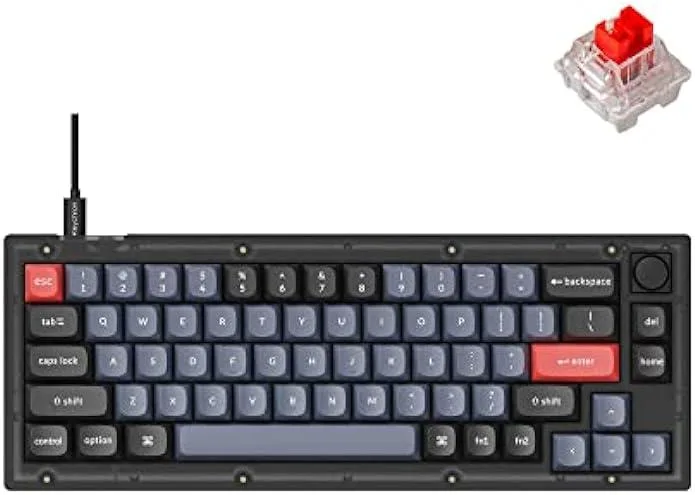 Ksin Ksin 65% Gaming Keyboard Knob Version 66 Keys Red Switch Frosted Black Translucent — product photo