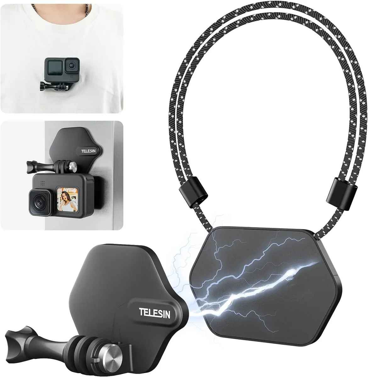 PISKEKAT PISKEKAT Magnetic Chest Mount Neck Strap Security Camera 360° 70g — product photo