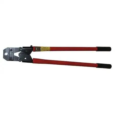 Silver steel hand swaging tool, 28 in long, 25 in handles, single cavity for 5/16 in oval sleeves