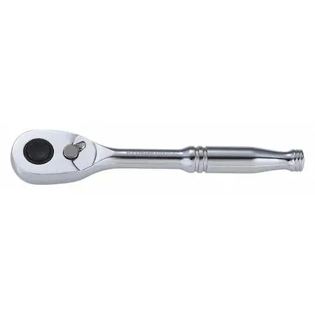 Chrome pear-head ratchet with quick-release button, 84-tooth gearing