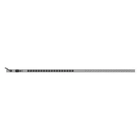 Gray vertical rack power strip with 36 outlets and 12 ft cord