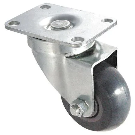 Zoro Select 5 inch swivel plate caster with polyurethane wheel on metal frame