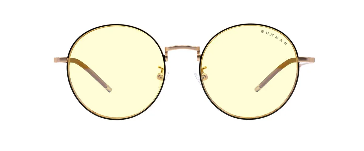 Gunnar Optiks, LLC. Gunnar Ellipse Computer Glasses ELL-10901 Black/Gold Frame Amber Lens — product photo