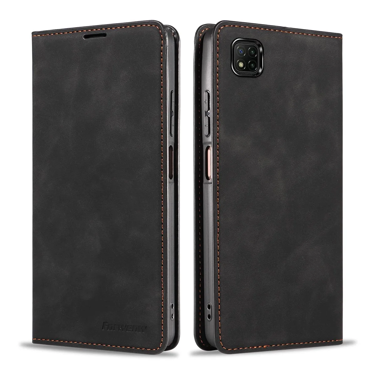 BONAEVER BONAEVER Case for Xiaomi Redmi 10A / Redmi 9C Premium PU Leather Flip Wallet Cover Black — product photo