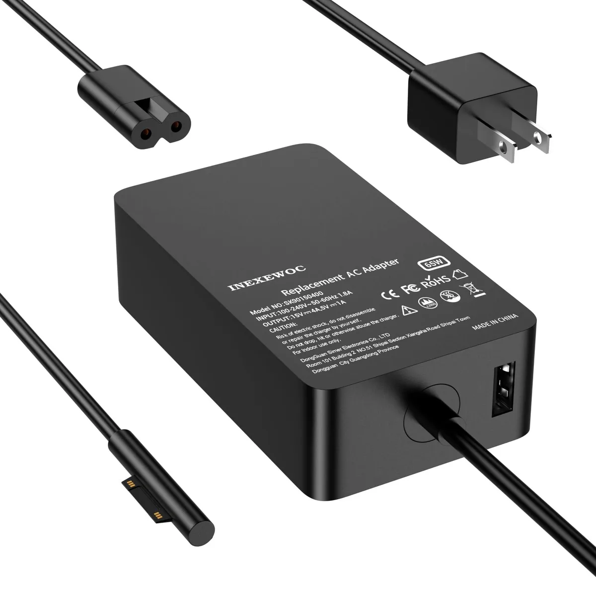  INEXEWOC SK90195400 65W Surface Pro Charger Black — product photo