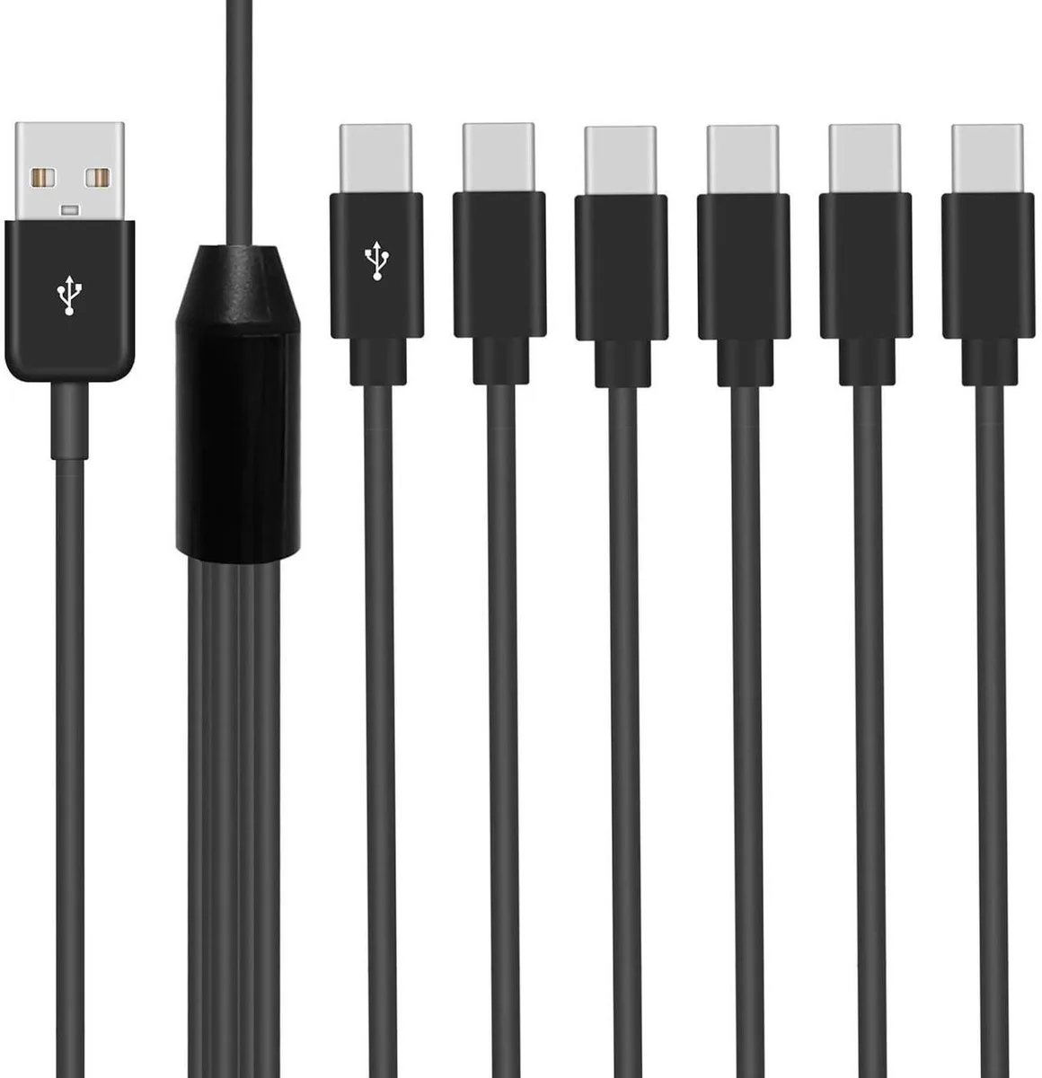 Aomoproing Aomoproing 6-in-1 USB 2.0 Type-A to 6×USB-C splitter cable 1.5 ft — product photo