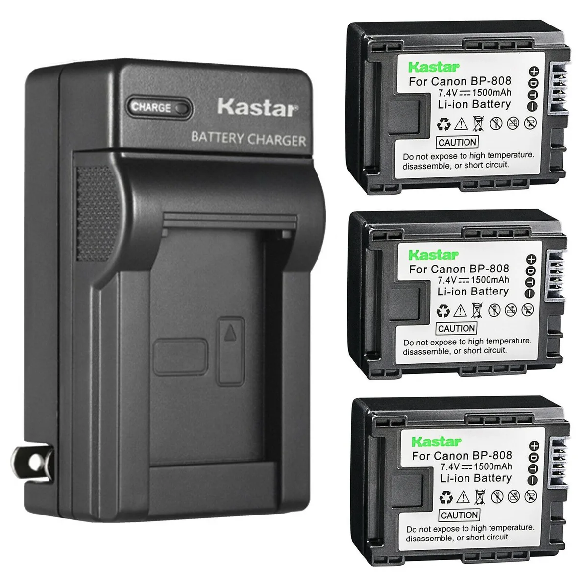 Kastar Kastar BP-808 3-pack battery and AC wall charger — product photo
