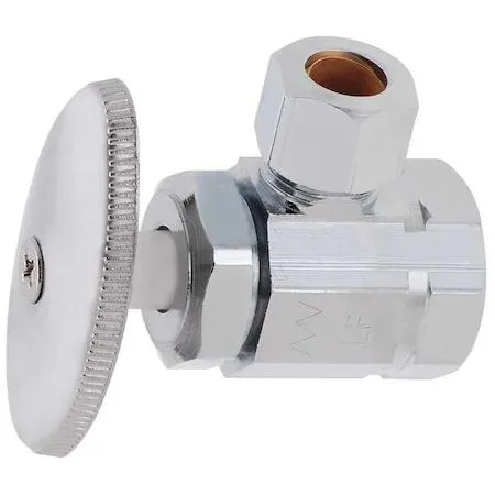 Chrome-plated brass multi-turn water supply stop with IPS and compression connections