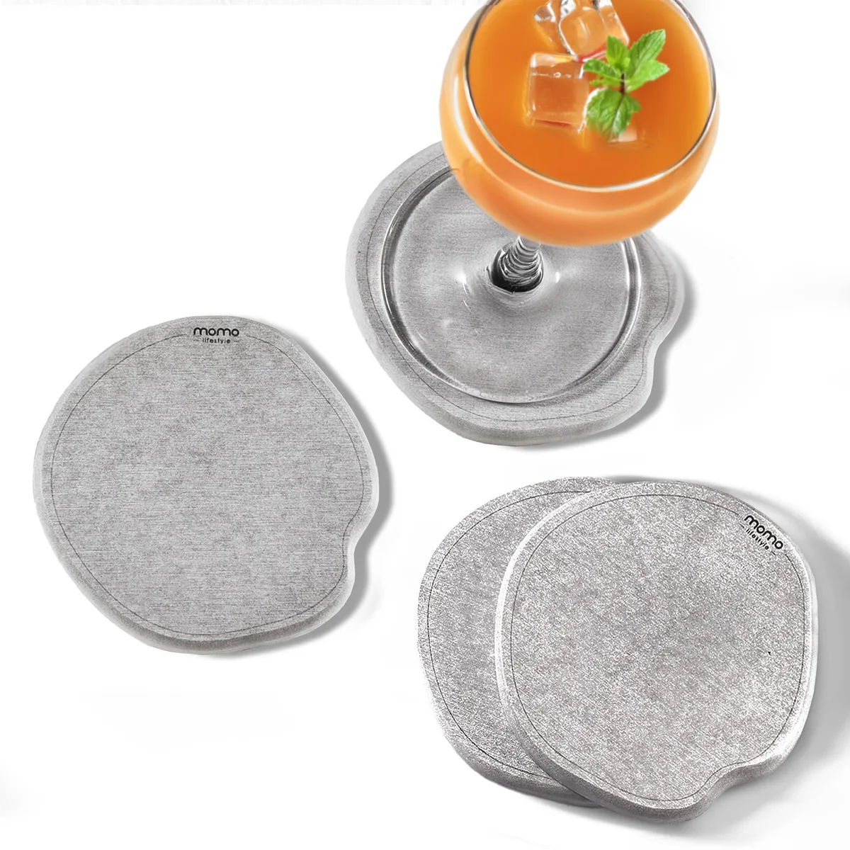 MOMO LIFESTYLE LLC MOMO LIFESTYLE LLC Drycup Stone Coasters Grey Sea Shell 4 Pack — product photo