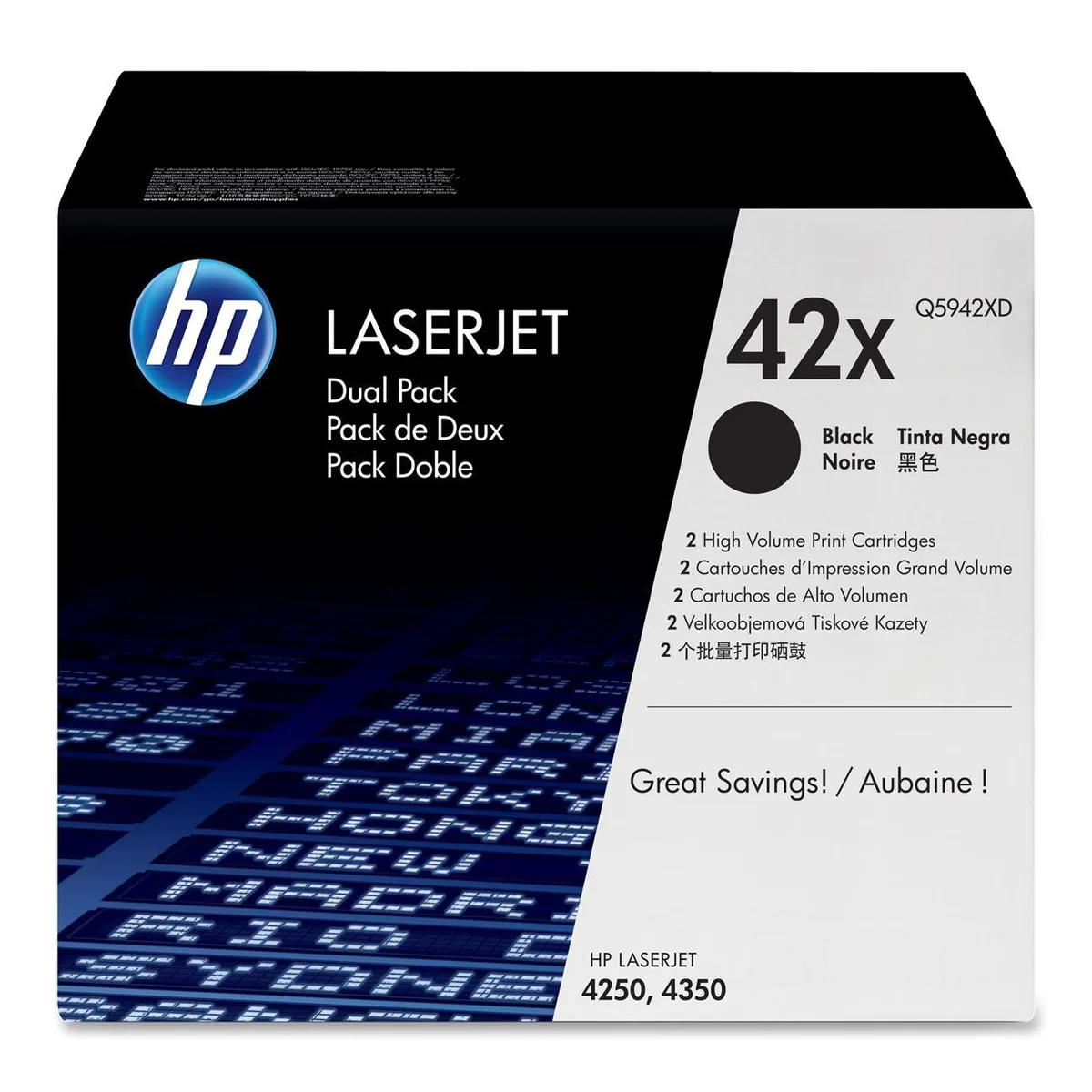 HP HP 42X (Q5942XD) Black Toner Cartridge 2 Pack 20000 Pages — product photo