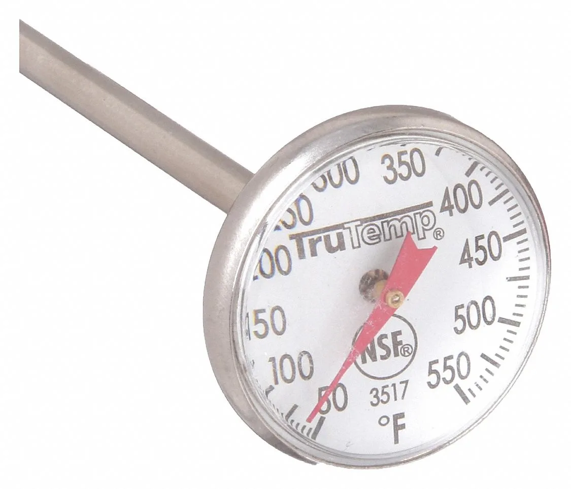 Stainless steel stem thermometer with 1 inch dial and pocket sheath