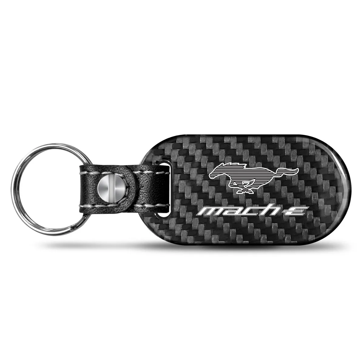 iPick Image, LLC iPick Image, LLC Ford Mustang Mach-E Real Carbon Fiber Dog-Tag Style Key Chain — product photo
