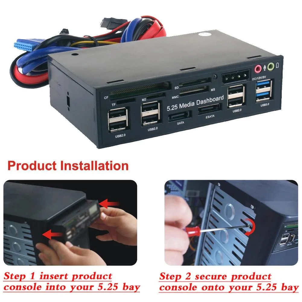 Hetai Tech Hetai Tech 5.25" 8-in-1 Media Dashboard Card Reader — product photo