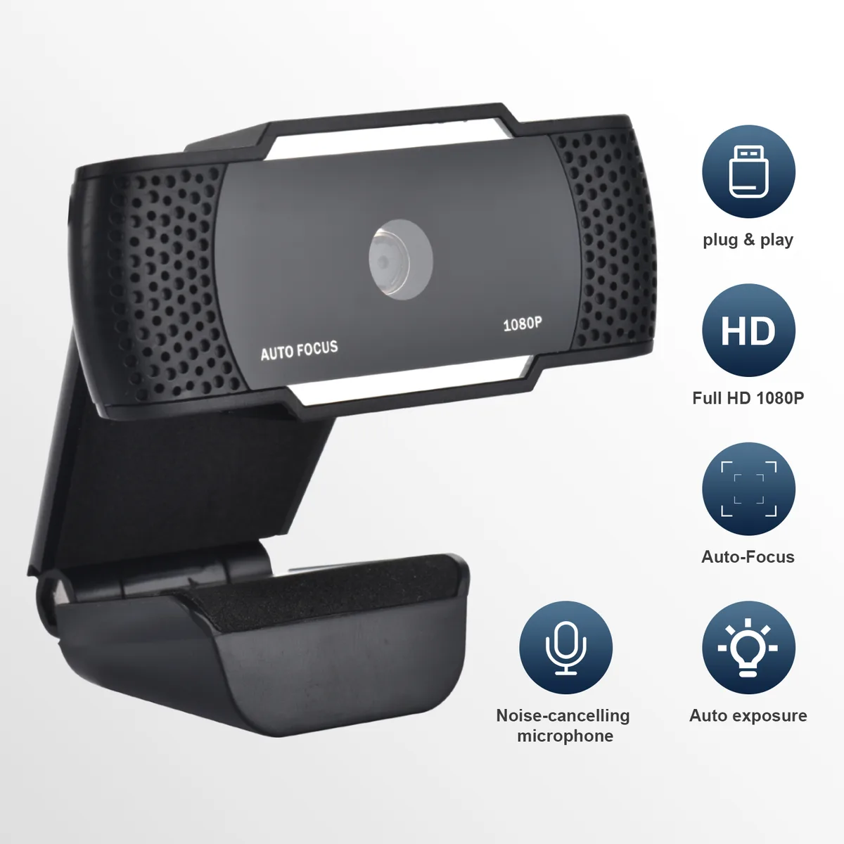 INMISS INMISS Full HD 1080P Webcam Black USB Auto-Focus Noise-Cancelling Mic — product photo