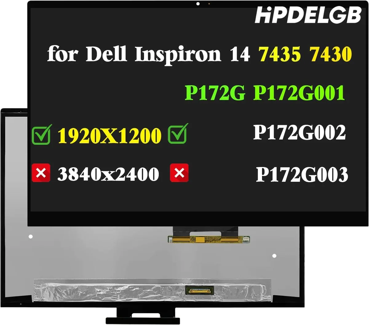 NUOLAISUN NUOLAISUN 14.0" 1920x1200 30 Pin 60Hz Touch Screen for Dell Inspiron 7430 7435 — product photo