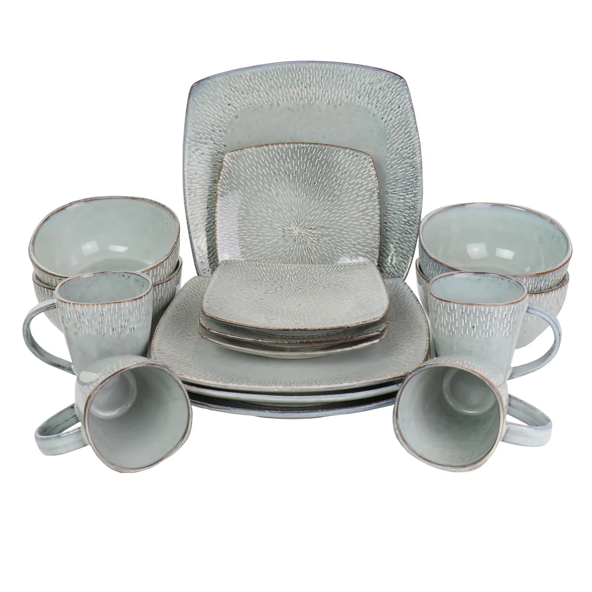 Gibson Gibson Meritage 16 Piece Stoneware Dinnerware Set Gray Square — product photo