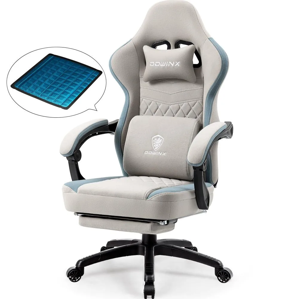 Dowinx Dowinx LS-6657D Gaming Chair Grey Fabric Pocket Spring 90°-135° Recline 300 lb — product photo