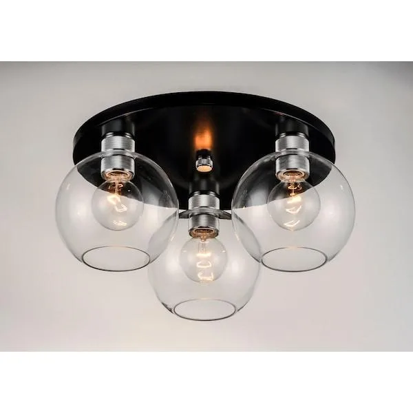 Maxim Mfg. Maxim Mfg. Vessel 3-Light 17" Black Brushed Aluminum flush mount — product photo