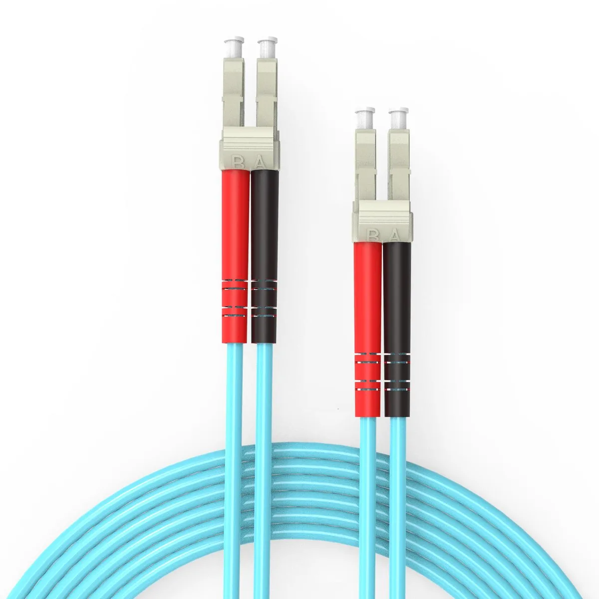 Yellow 15 metre duplex fiber patch cable with LC connectors on both ends