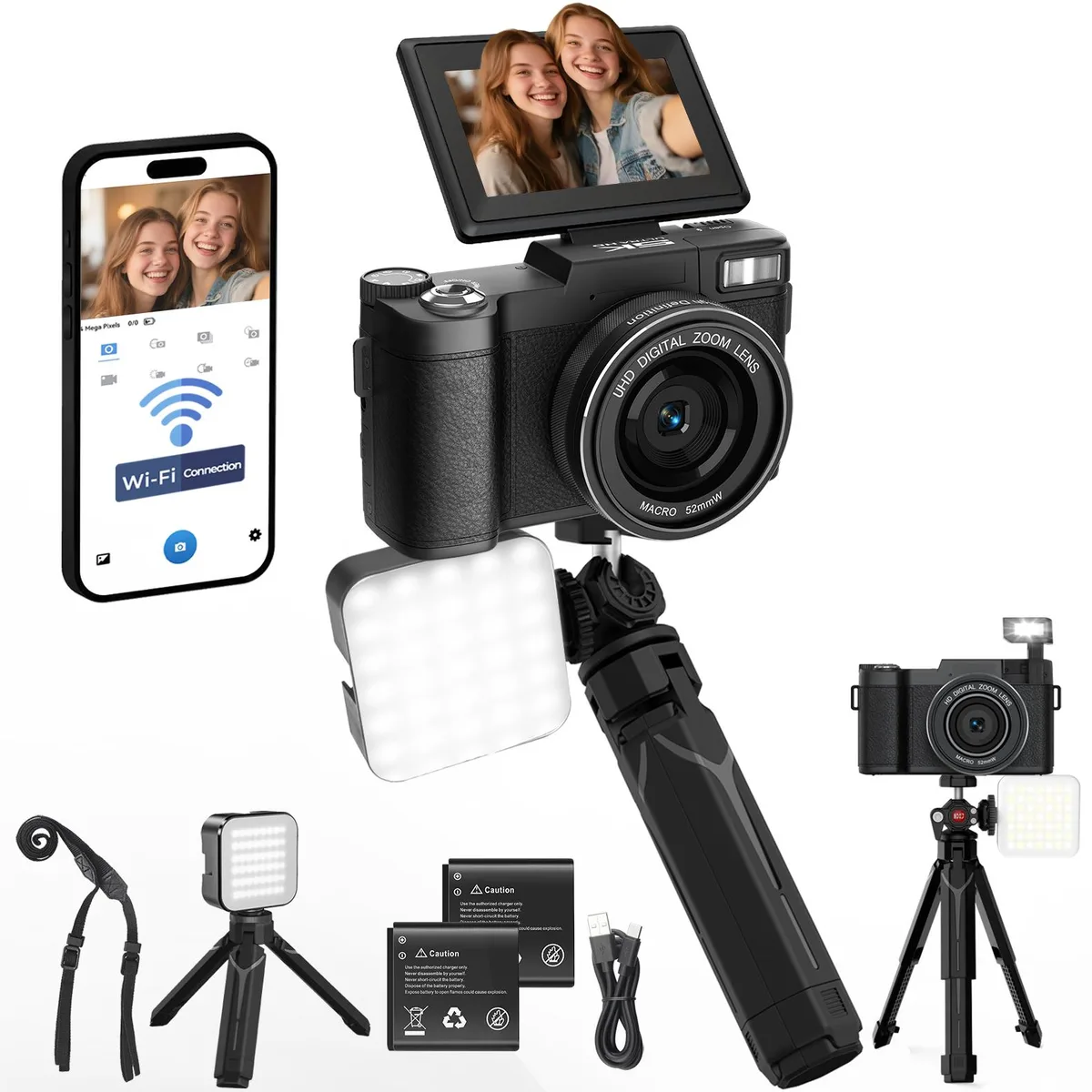 novzzovaz novzzovaz 5K 64MP Shoot Camera Black Flip Screen WiFi — product photo