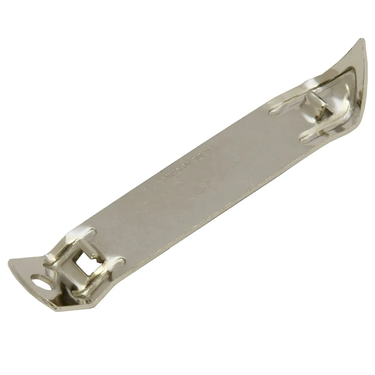 Gray iron bottle opener with can tapper end, 4.25 inches long