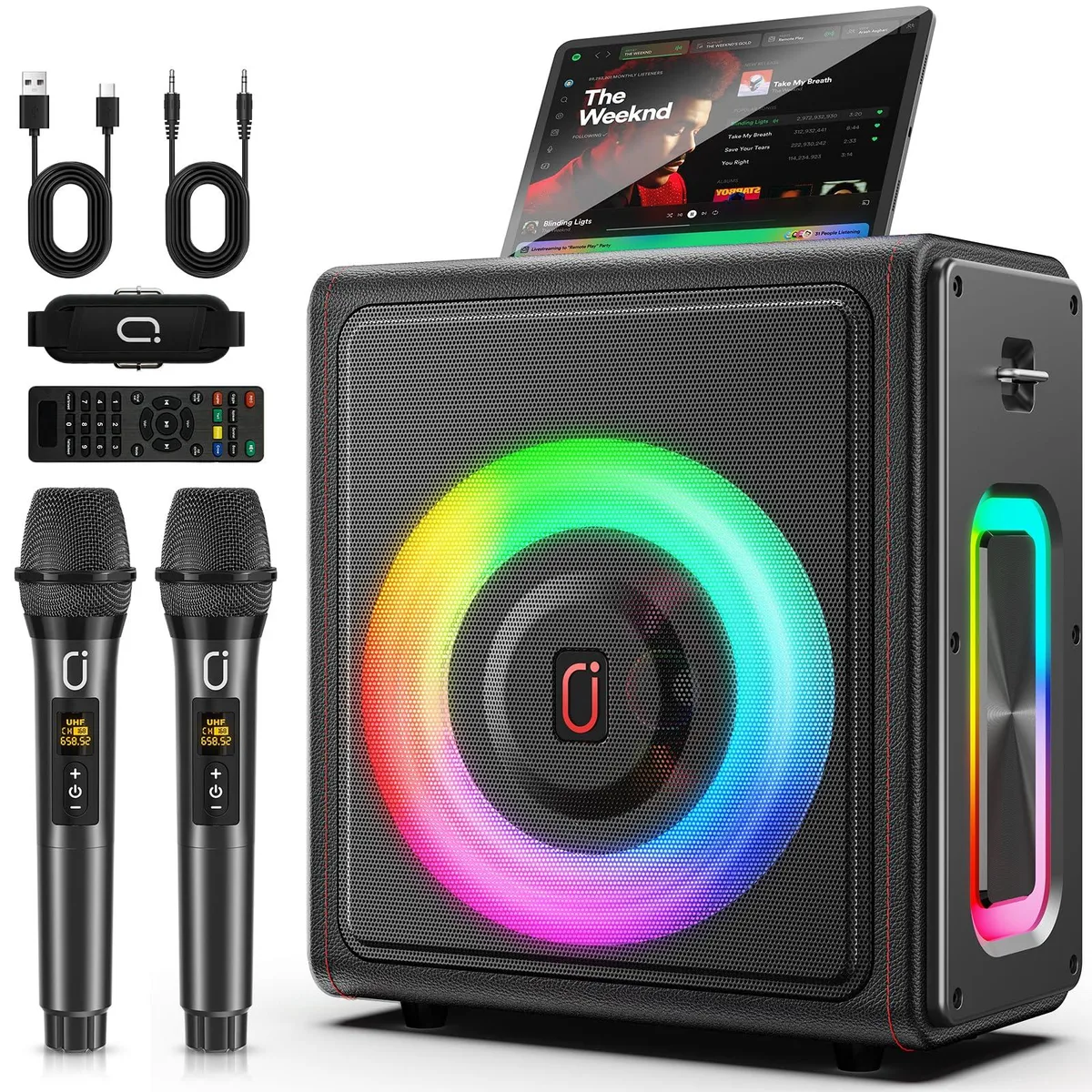 DNBeffulgent DNBeffulgent MS75 karaoke system, 200 W, Bluetooth 5.3, 2 wireless mics — product photo