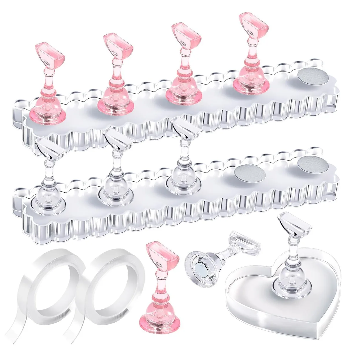 Avid Nail Stand Kit 2 Set Magnetic Acrylic Clear Pink Heart Base .132 kg — product photo