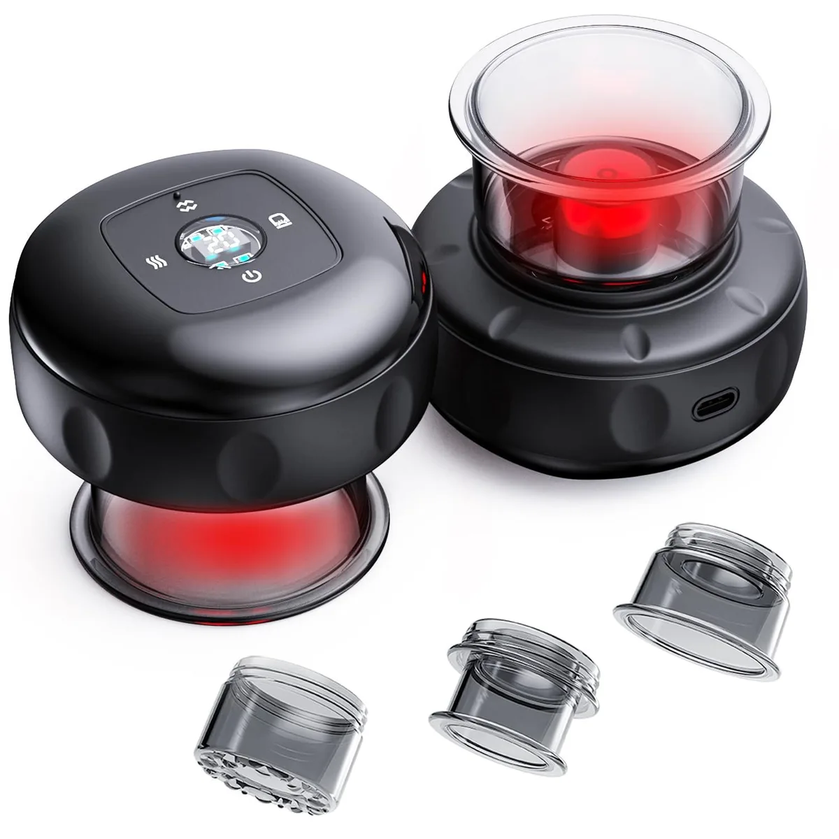 Two black electric cupping devices with digital displays
