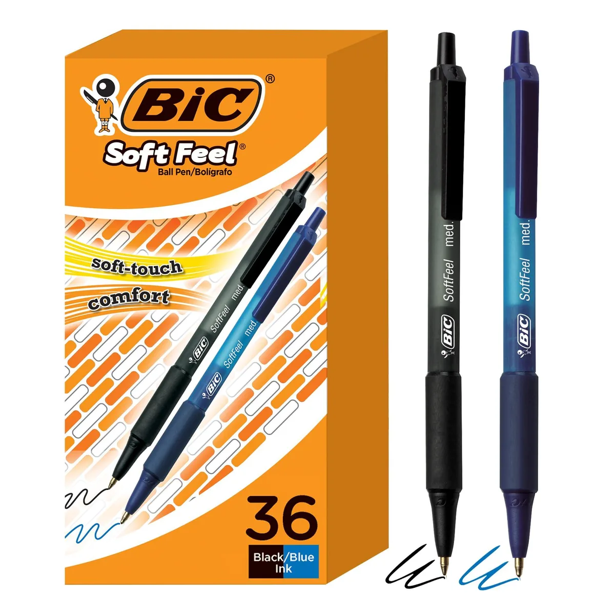 BIC Soft Feel retractable ballpoint pens, 1.0 mm, 36-count pack