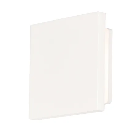White aluminum outdoor wall sconce, 6 inch wide