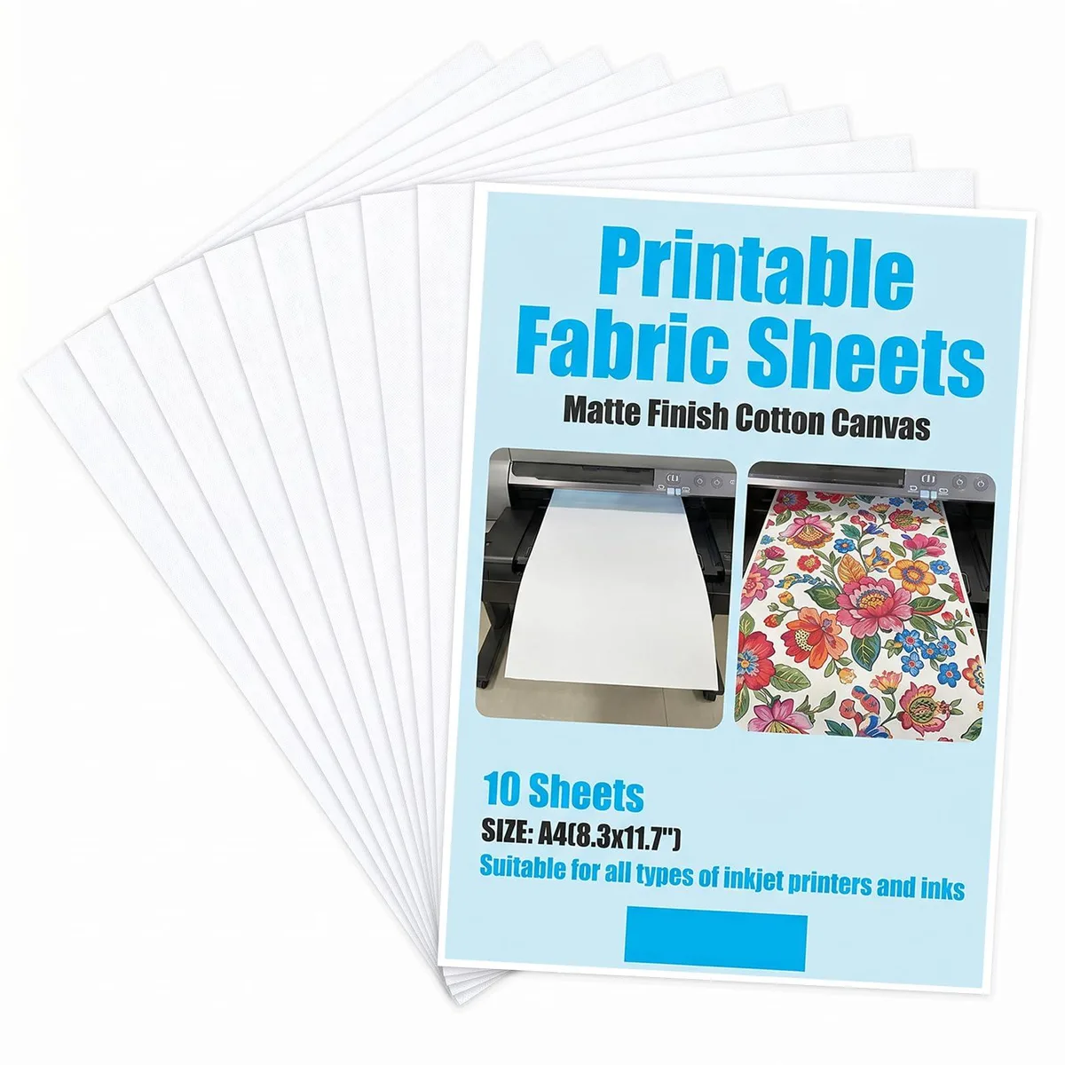  Ziuohaa 5469GFQP1909 Printable Fabric Sheets 8.5x11" 280gsm 10pcs — product photo