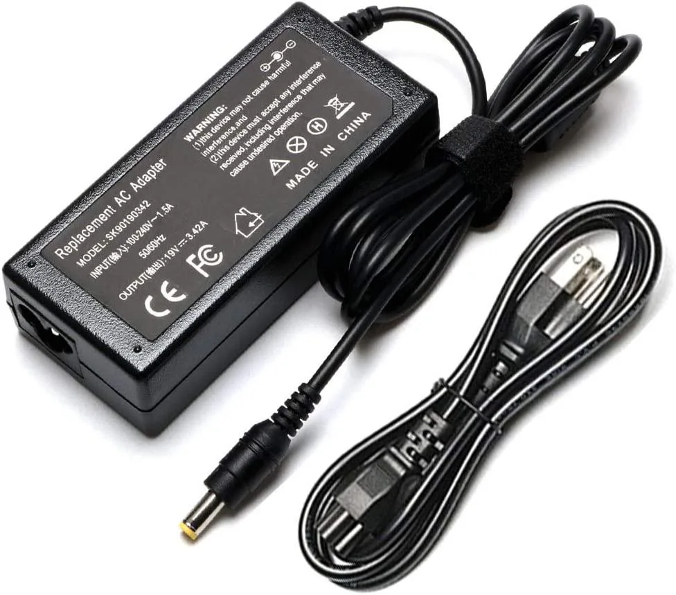myVolts myVolts 65W AC Adapter Laptop Charger 19V 3.42A 5.5*1.7mm Yellow Tip — product photo
