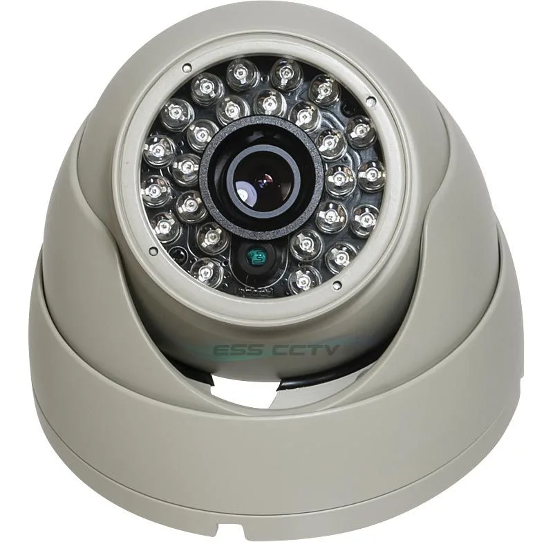 White eyeball dome security camera with 25 infrared LEDs and 4.3mm lens