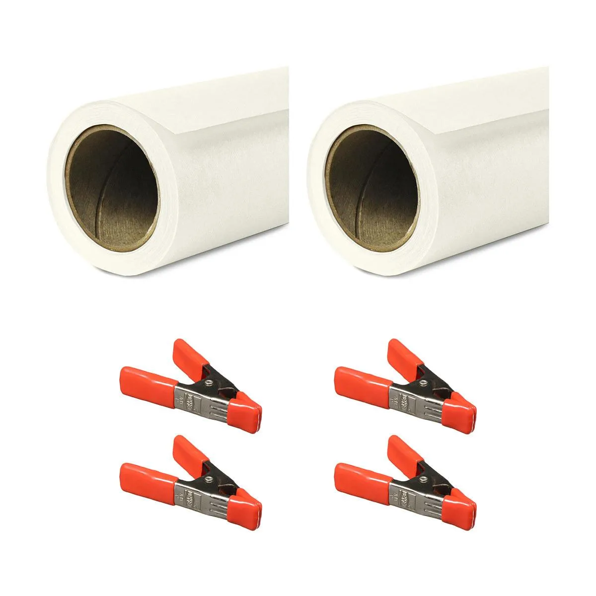 SAVAGE SAVAGE 107"x36' Widetone Seamless Background Paper White 2-Pack with 4 Orange Clamps — product photo