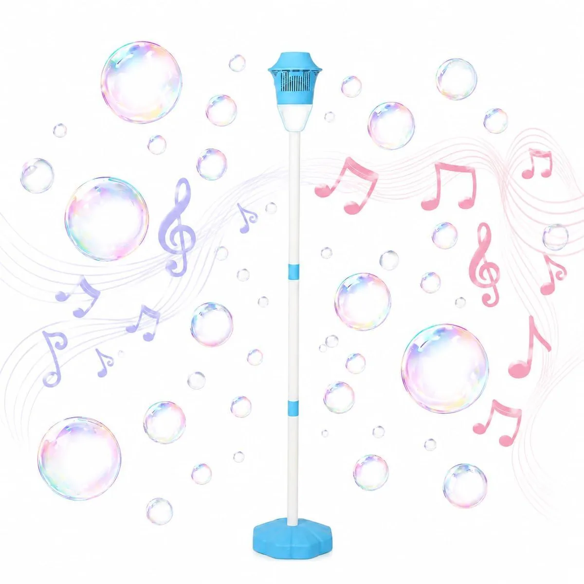 Automatic Bubble Machine Blue 2026 Lights Music 10 Nozzles 21-47in 35-50min — product photo