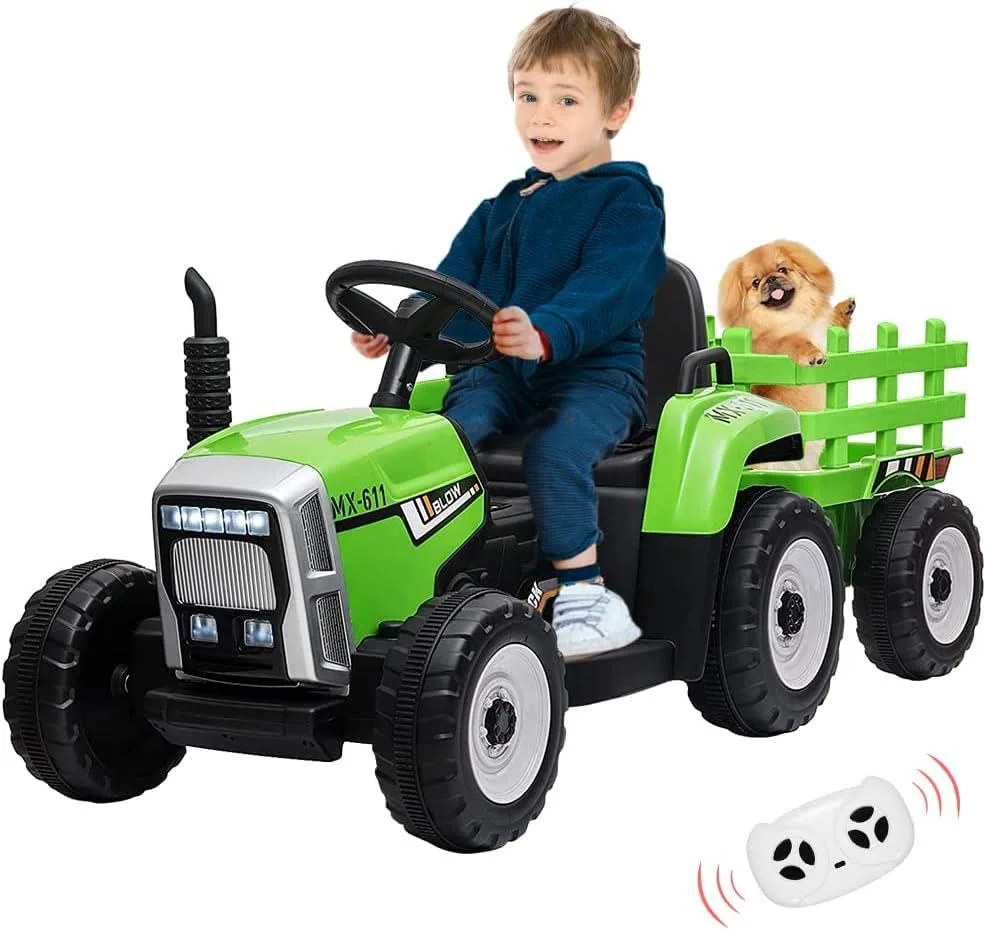 usbroway usbroway 12V Ride-On Tractor with Trailer 35W EVA Tyres Green rc vehicle — product photo