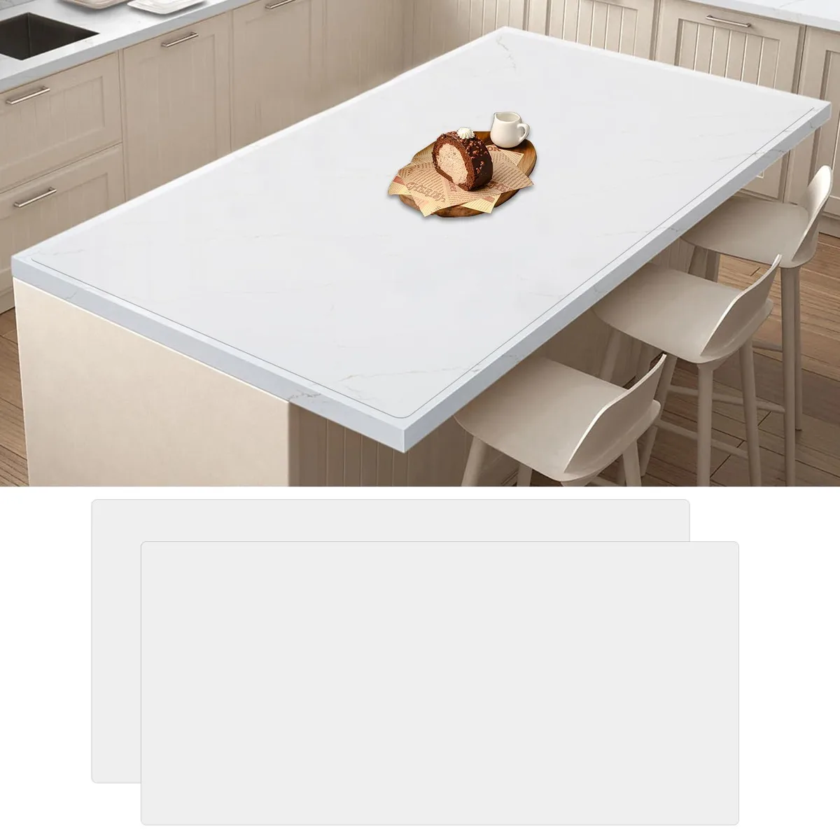 Two semitransparent rectangular silicone mats, each 48 by 24 inches, thin and flexible