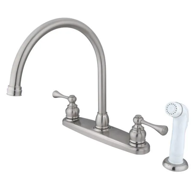KINGSTON BRASS KINGSTON BRASS KB728BL Gooseneck Kitchen Faucet Satin Nickel — product photo