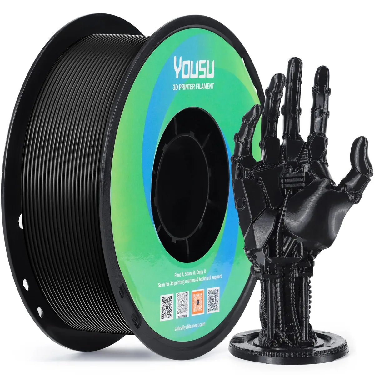  Yousu PETG Filament 1.75mm 1kg Black ±0.02mm — product photo