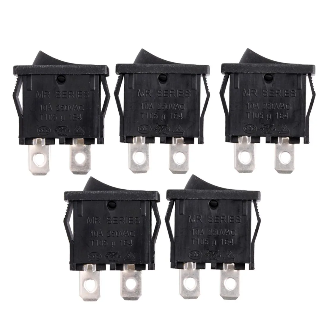 Unique-Bargains Unique-Bargains SPST 2P Mini Rocker Switch Black 125V/12A 250V/10A UL 5Pcs — product photo