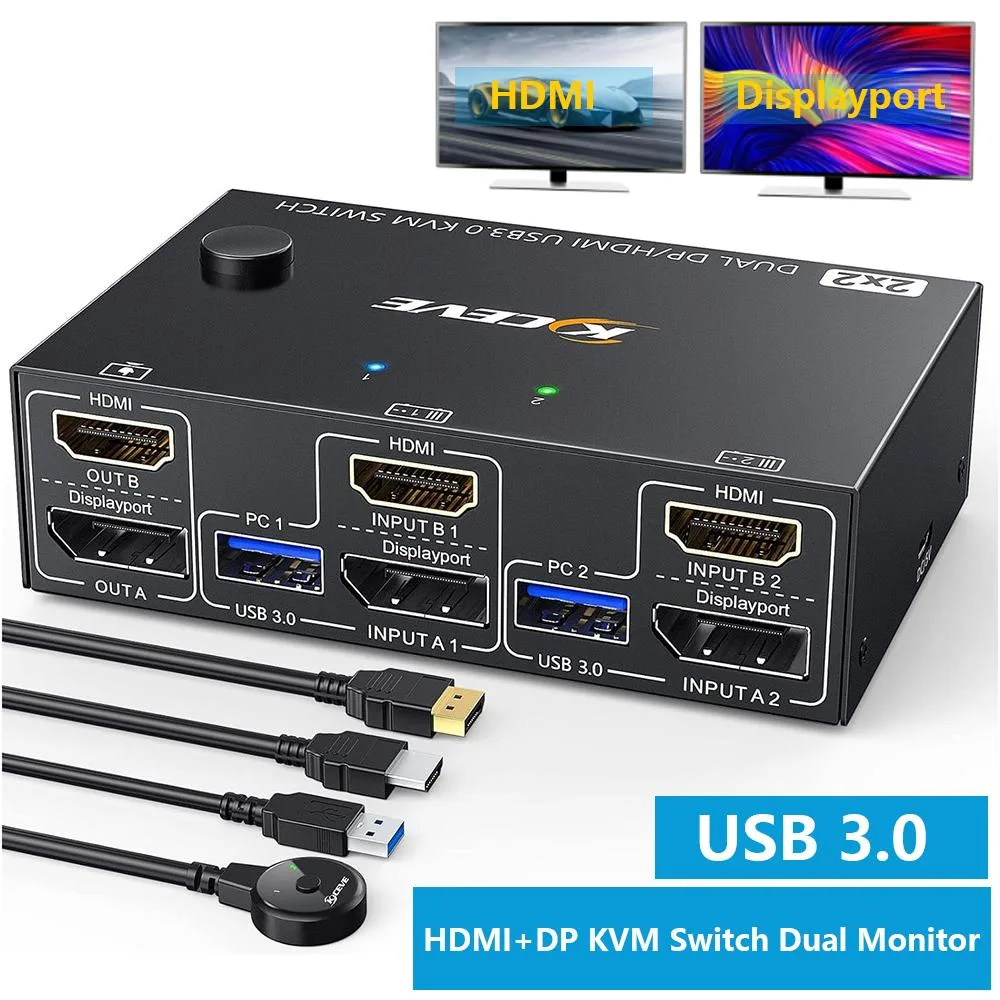 SMA SMA Dual Monitor HDMI+DP KVM Switch 4K@60Hz 2 Ports 4 USB 3.0 — product photo