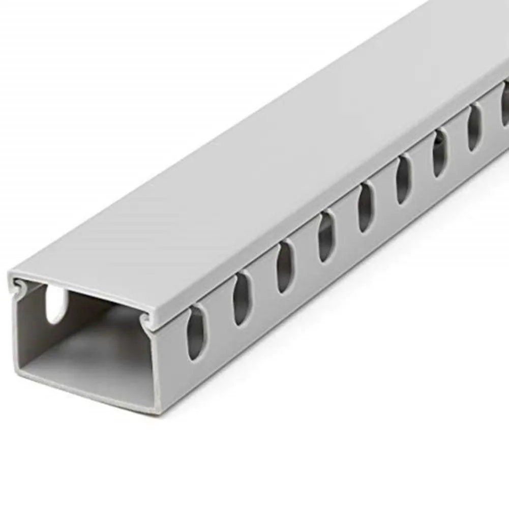 White PVC cable raceway 78 inches long with slotted finger ducts and mounting holes