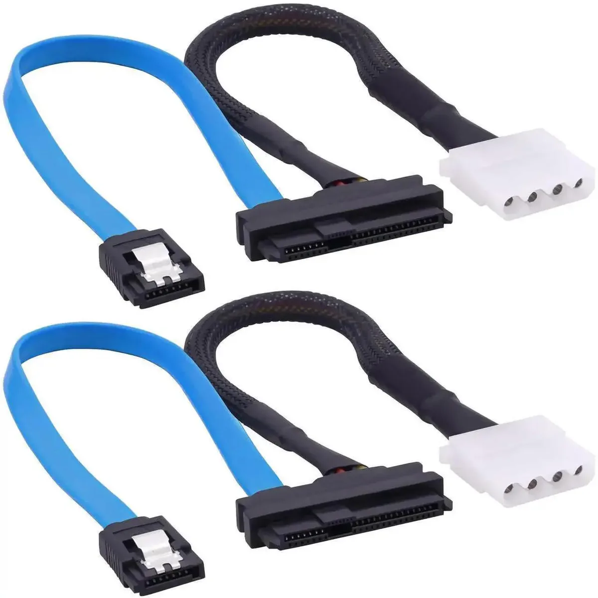 SMUGDESK SMUGDESK SFF-8482 SAS 29 Pin to SATA III 7Pin Cable with Molex Power 30cm 2 Pack — product photo