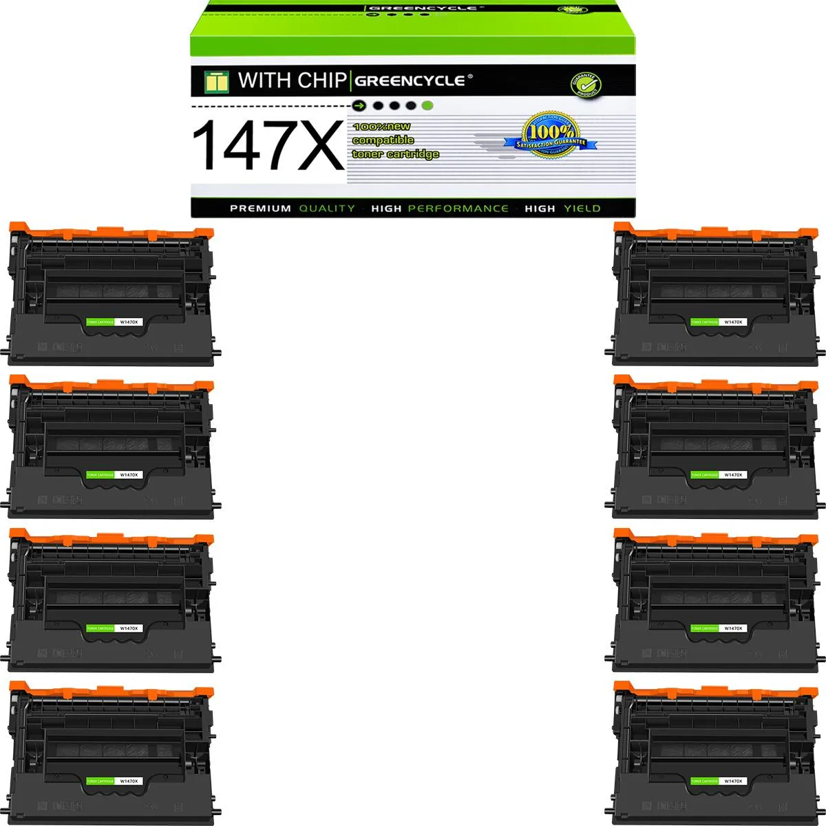 GREENCYCLE GREENCYCLE W1470X 8-pack compatible toner cartridge — product photo