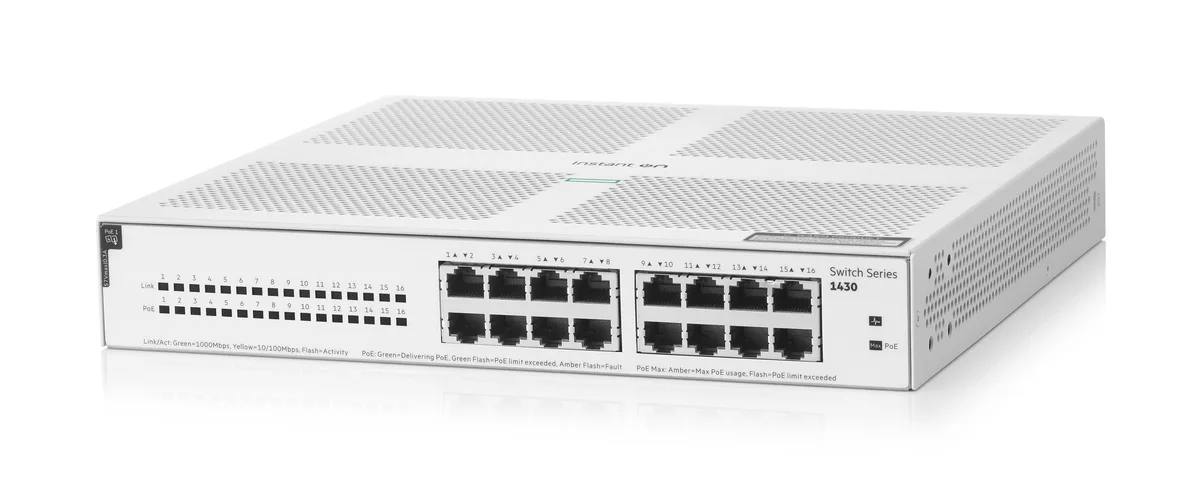 HPE Networking Instant On HPE Networking Instant On 1430 16-port Gigabit 4-port PoE 124W Switch R8R48A#ABA — product photo