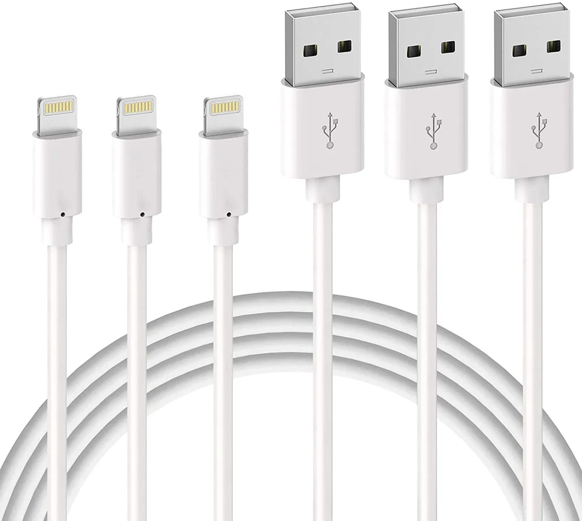 aibileec aibileec 3-pack 3 ft Lightning cable Arctic White — product photo