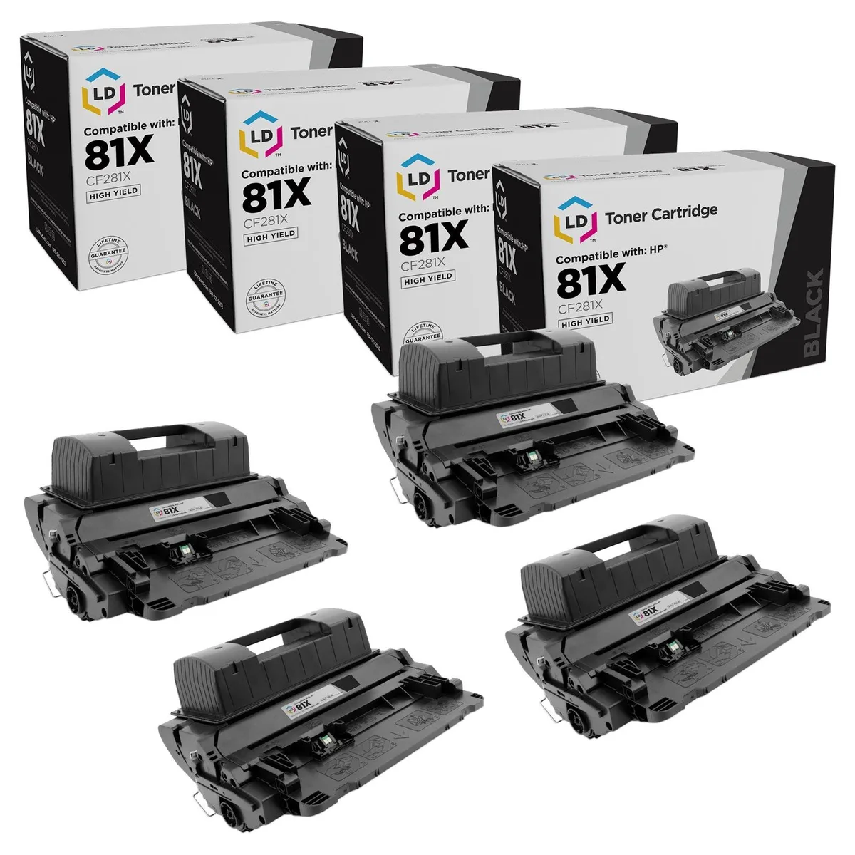 LD Products LD Products Compatible HP 81X CF281X High Yield Black Toner Cartridge 4-Pack — product photo