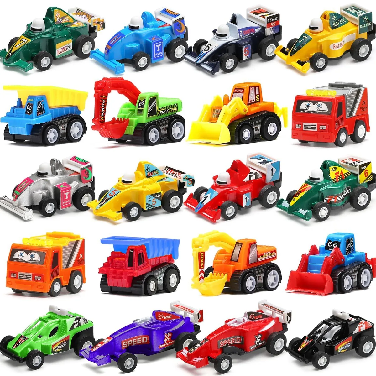 20 Pcs Assorted Mini Truck and Race Car Toy Kit Set — product photo