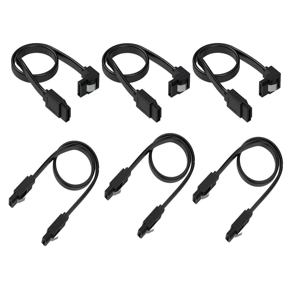  qintxgrtysen SATA Cable III 6 Gbps 20 Inch Locking Latch 6 Pack — product photo