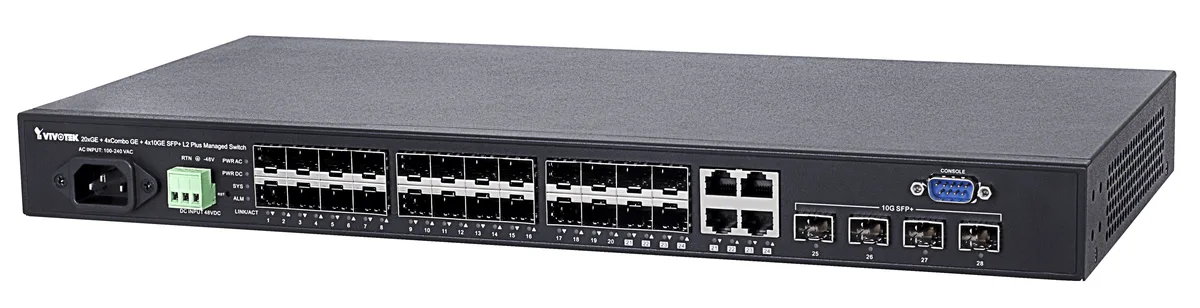 VIVOTEK Inc. VIVOTEK Inc. AW-GTS-287A 10G L2+ Managed Switch 20xGbE SFP 4xCombo GE 4x10G SFP+ network switch — product photo